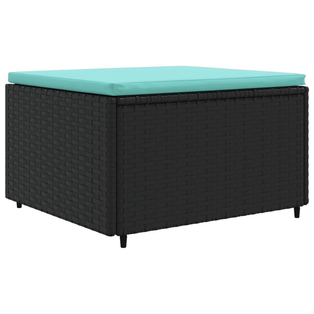 4 Pcs conjunto lounge de jardim c/ almofadões vime PE preto