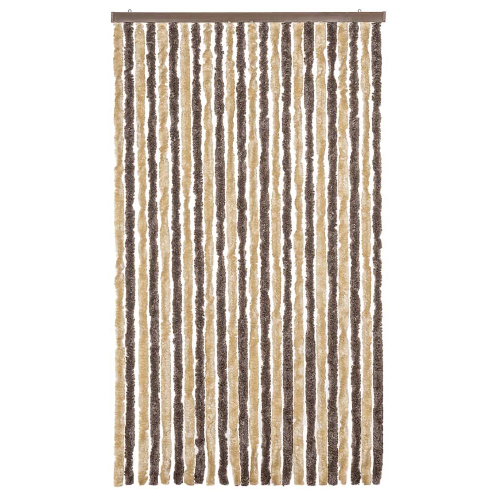 Cortina anti-insetos 100x200 cm chenille castanho-escuro e bege