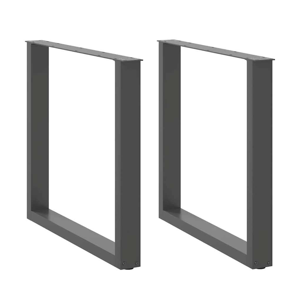 Pés para mesa de jantar em formato de u, 2 peças, antracite, 90x (72-73) cm, aço