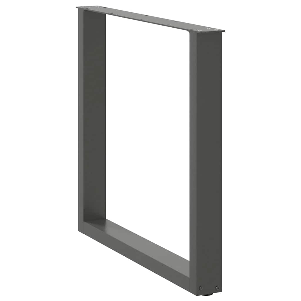 Pés para mesa de jantar em formato de u, 2 peças, antracite, 90x (72-73) cm, aço