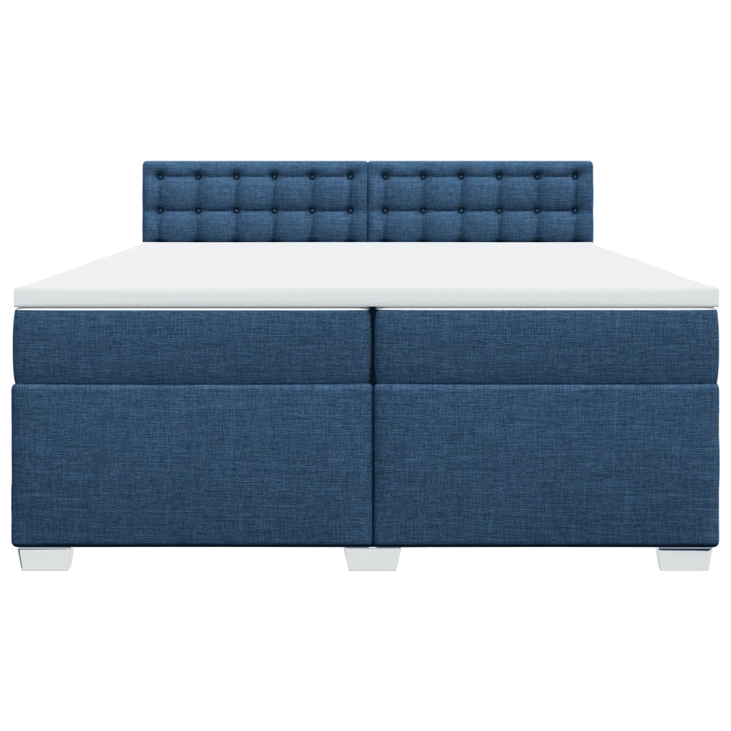 Cama com molas/colchão 200x200 cm tecido azul