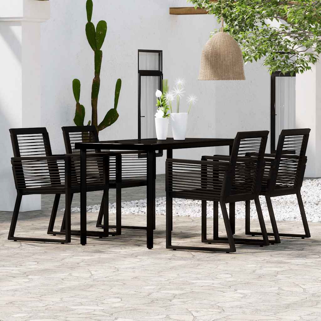 5 Pcs conjunto de jantar para jardim preto