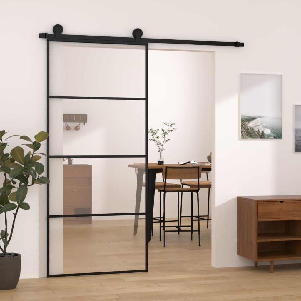 Porta deslizante c/ conj. ferragens 90x205cm vidro esg/alumínio