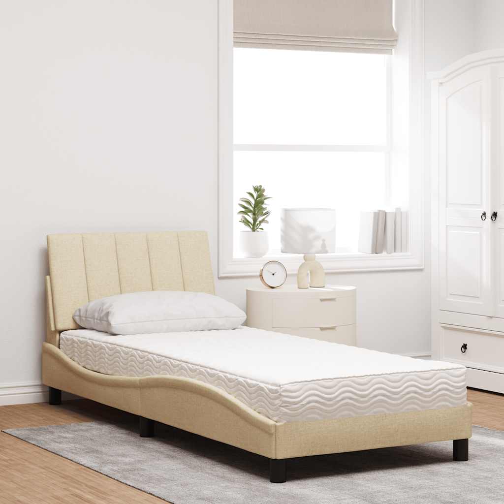 Cama com colchão hanko 80x200 cm tecido cor creme