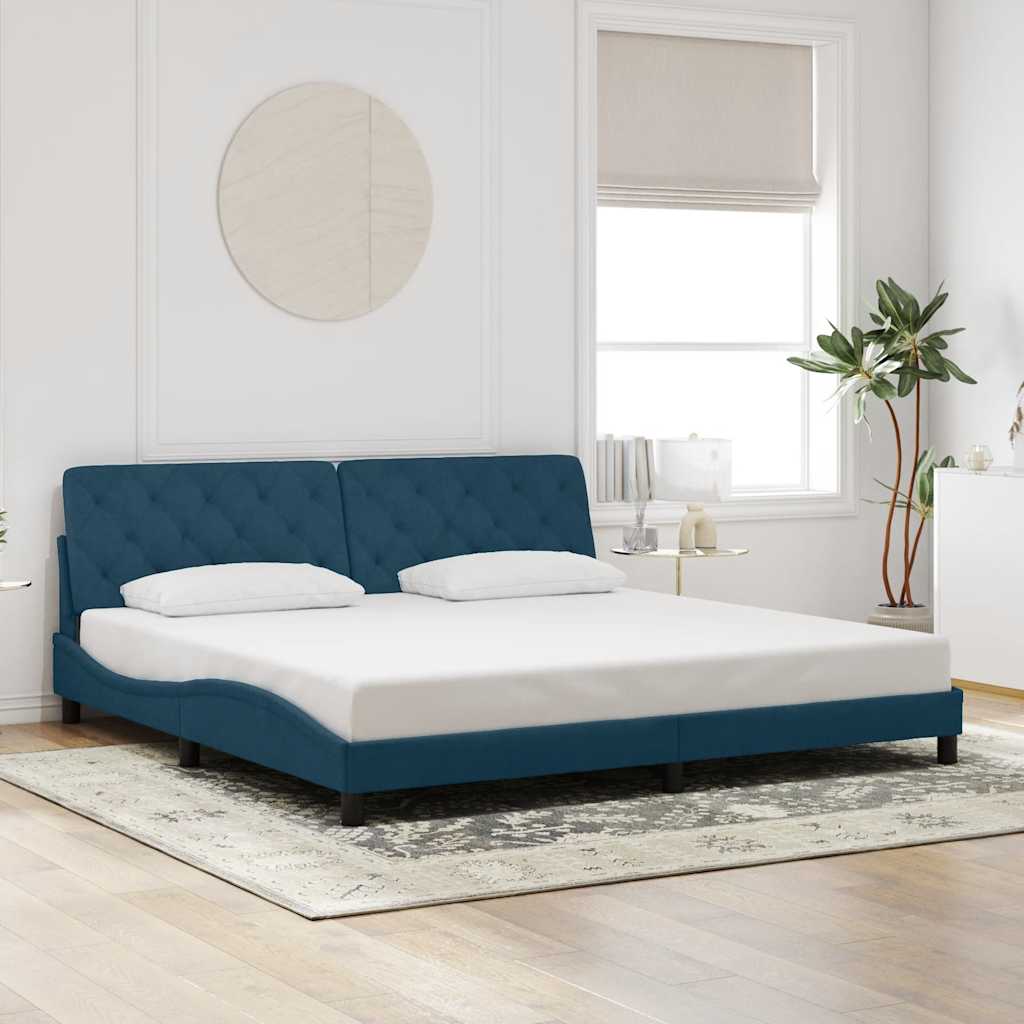 Estrutura de cama sem colchão 200x200 cm veludo azul