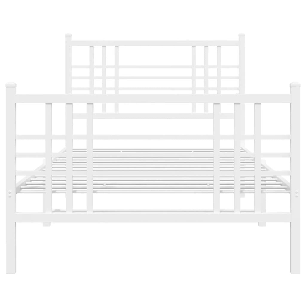 Estrutura de cama com cabeceira e pés 90x190 cm metal branco