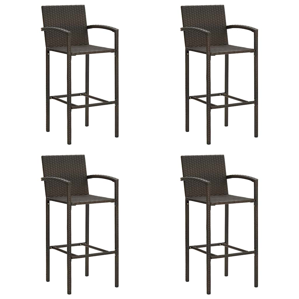 Bancos de bar 4 pcs vime PE castanho