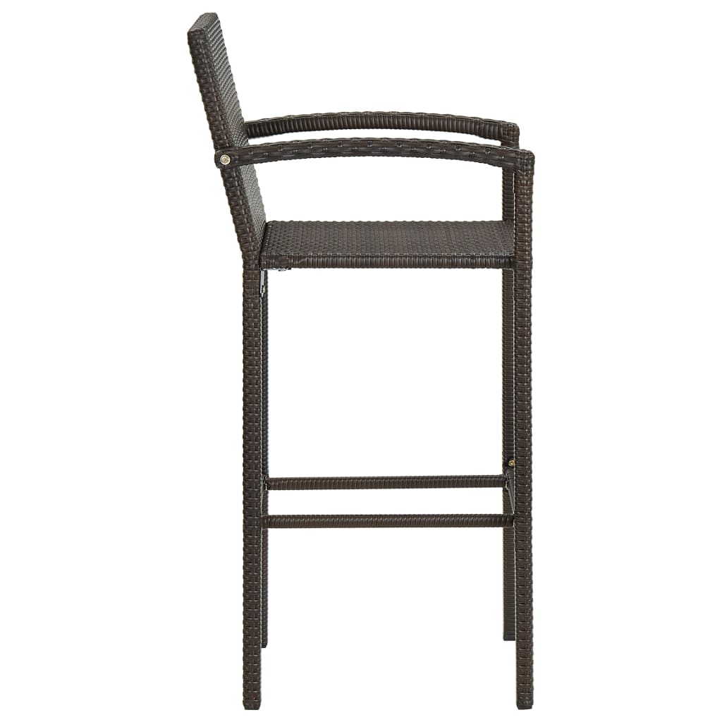 Bancos de bar 4 pcs vime PE castanho