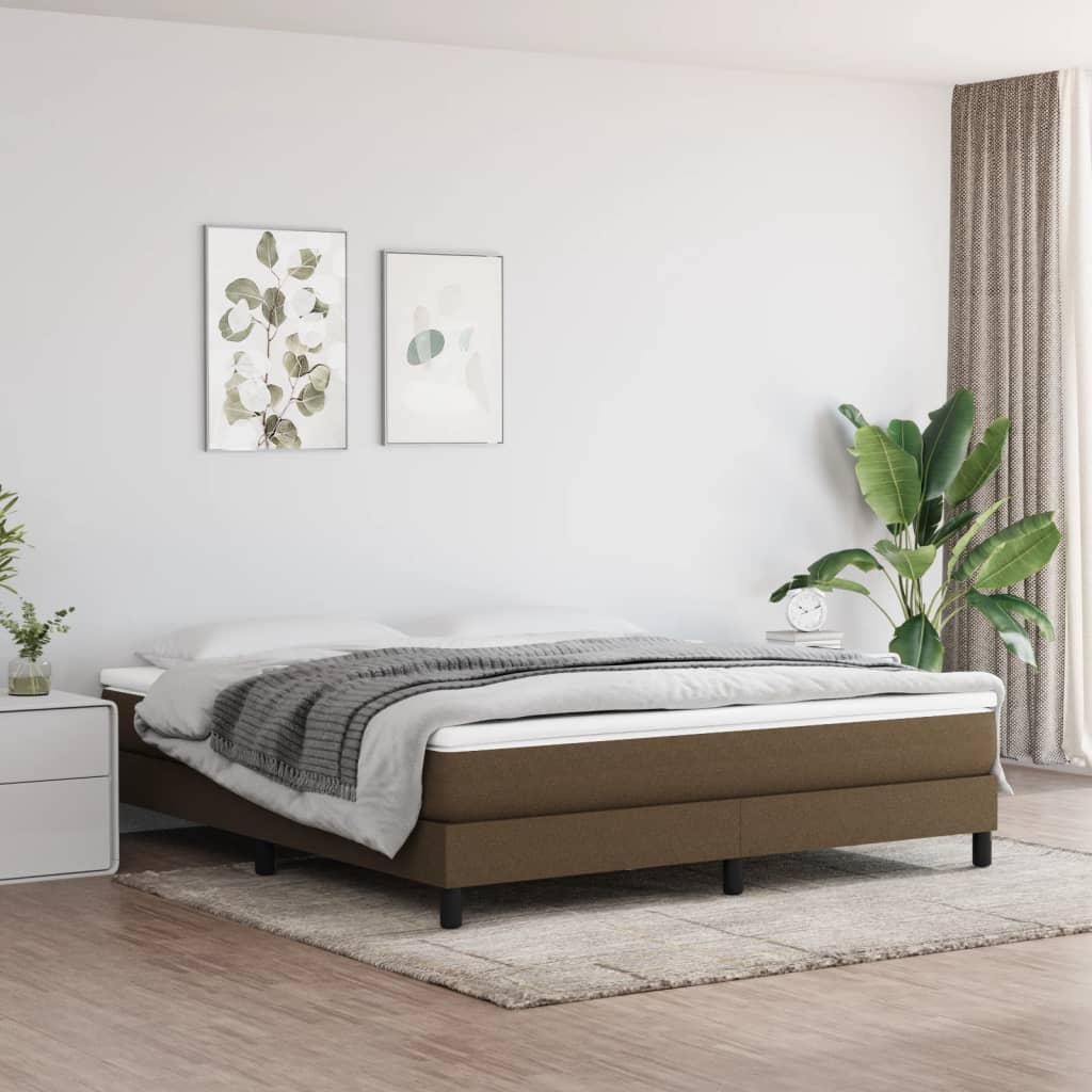 Estrutura de cama com molas 160x200 cm tecido castanho-escuro
