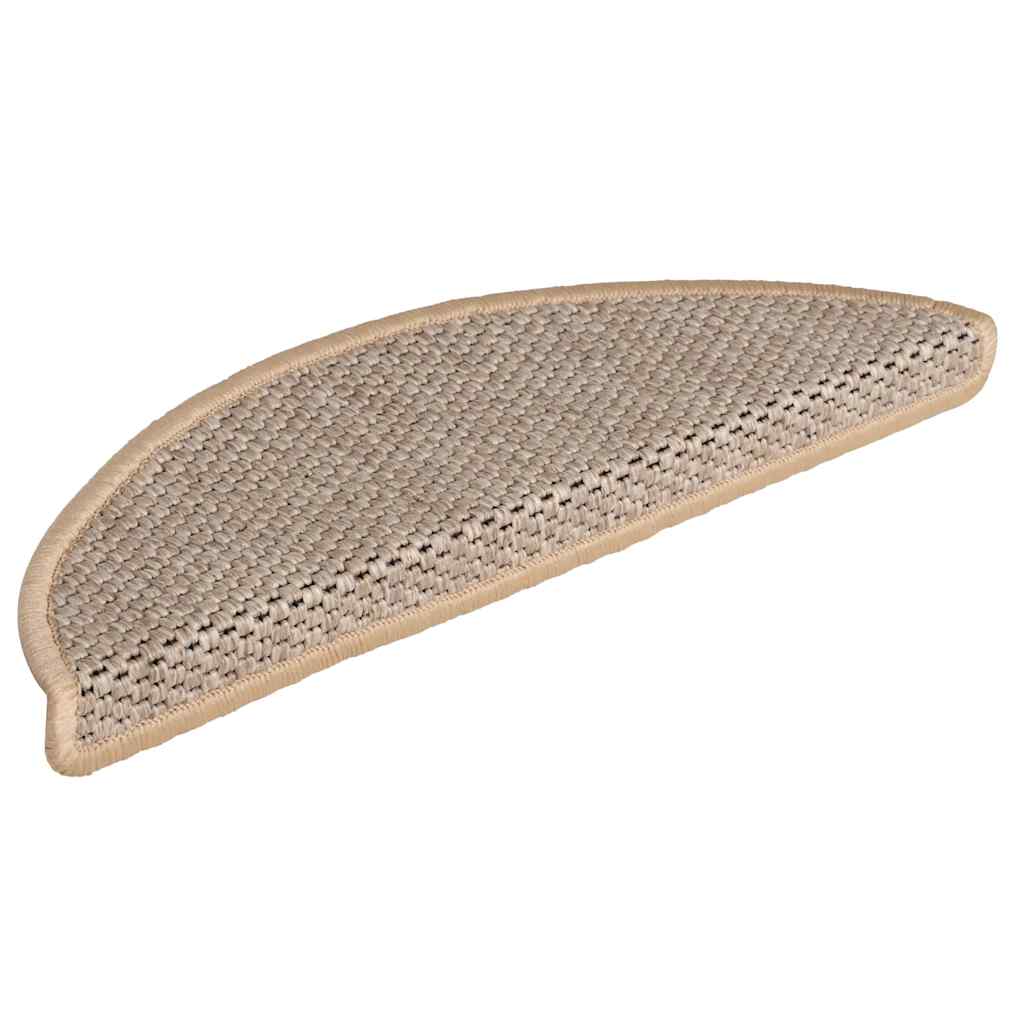 Tapetes escada adesivos aspeto sisal 15pcs 56x17x3cm bege-claro