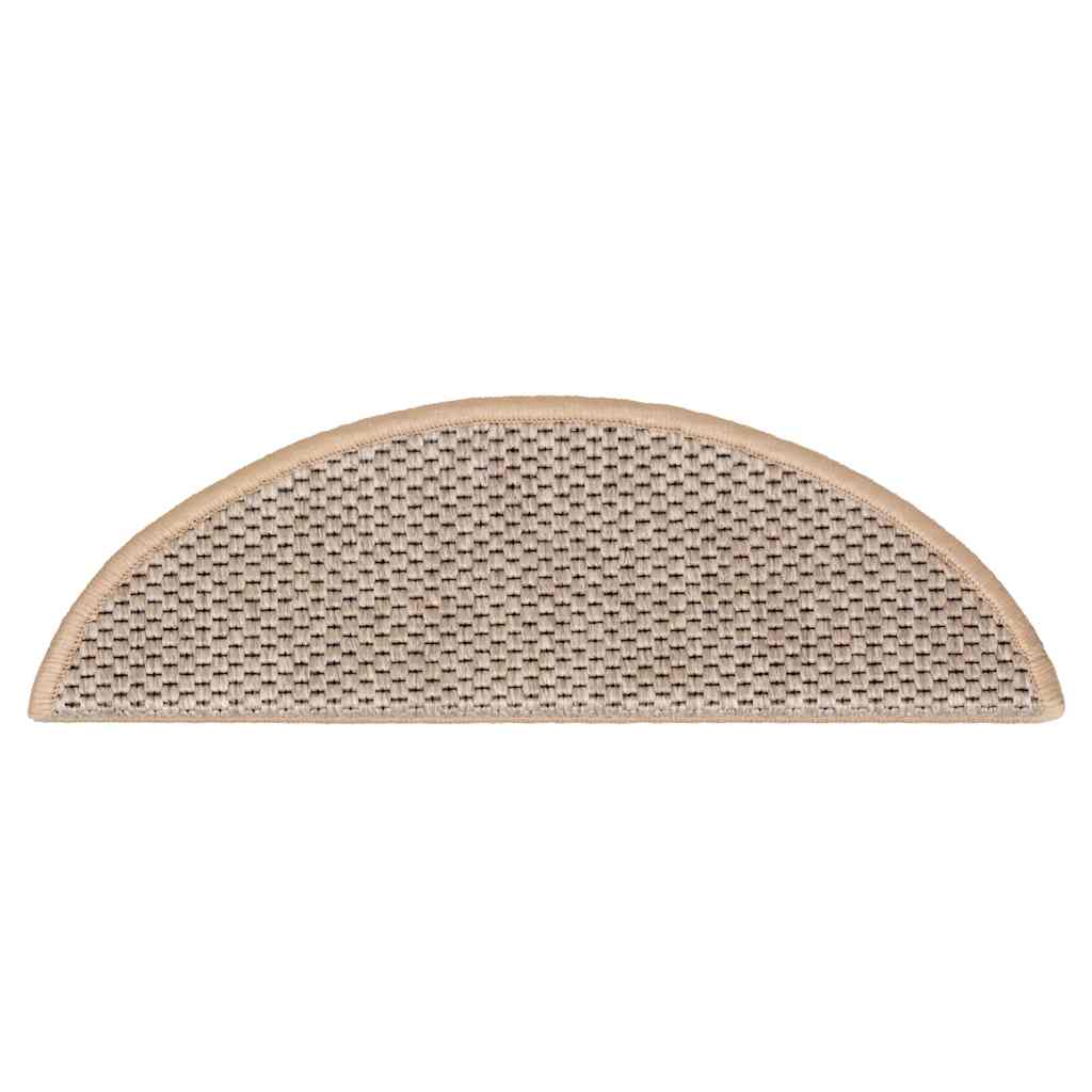 Tapetes escada adesivos aspeto sisal 15pcs 56x17x3cm bege-claro