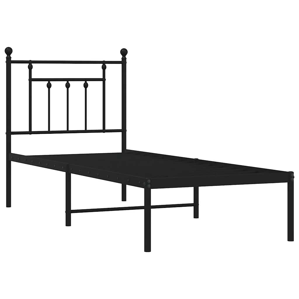 Estrutura de cama metal s/ colchão c/ cabeceira 75x190 cm preto