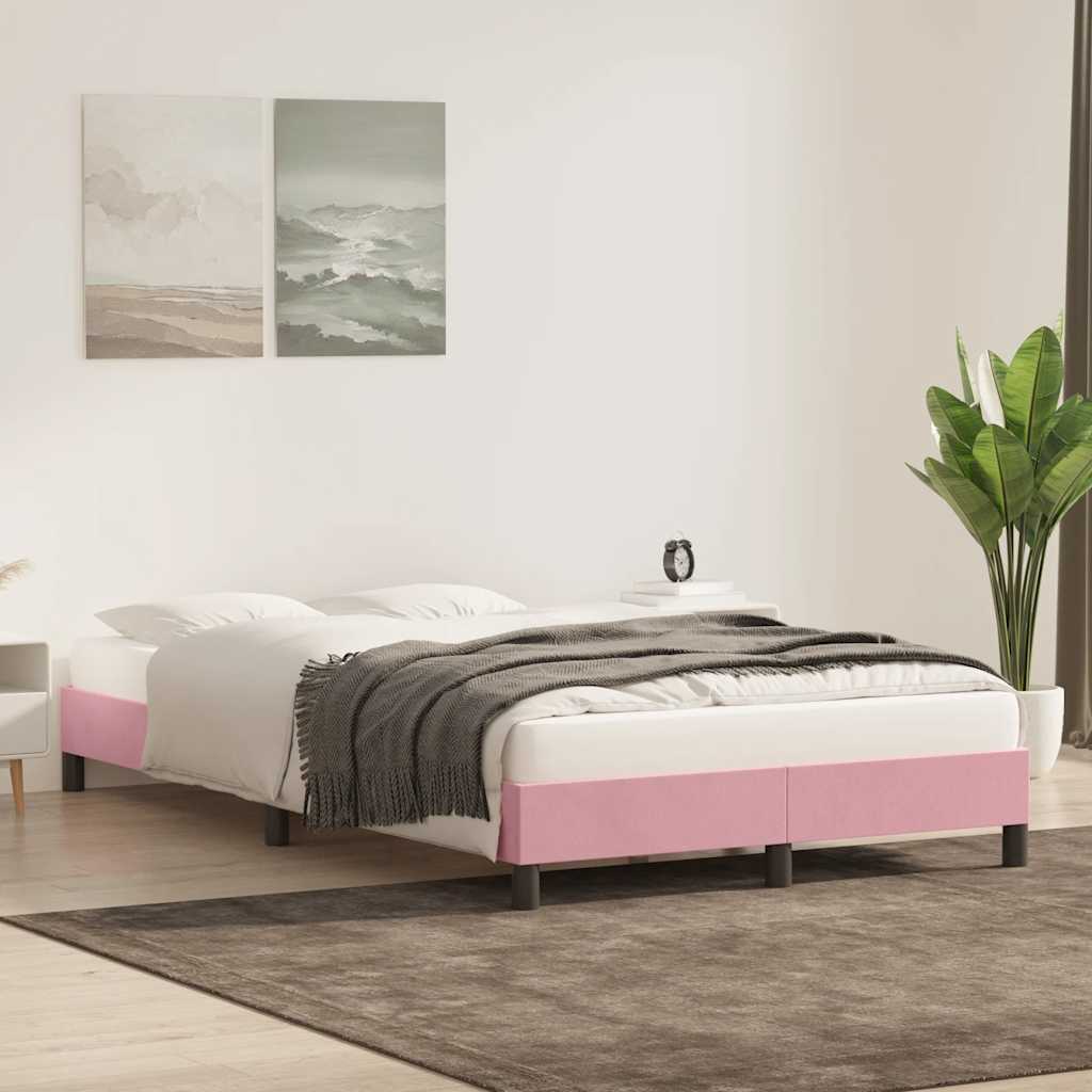 Estrutura de cama sem colchão 120x220 cm veludo rosa