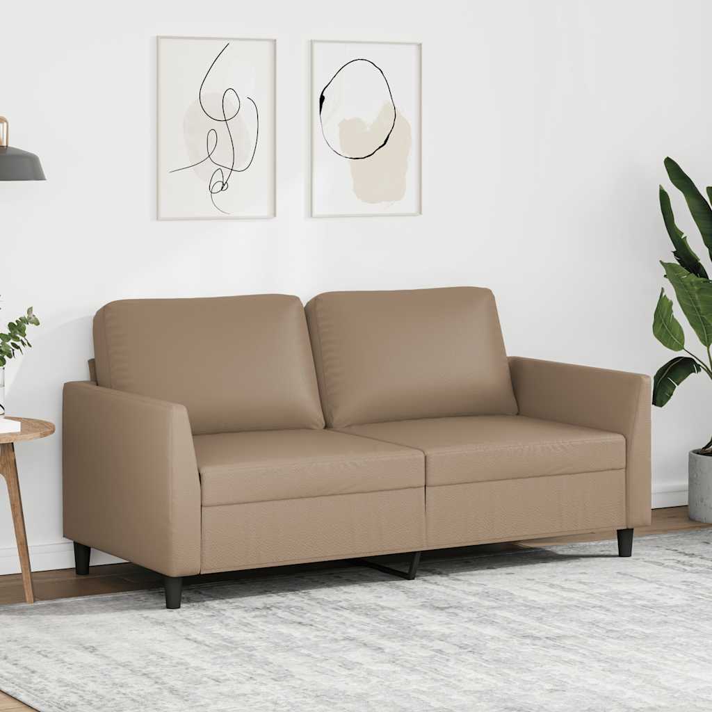 Sofá de 2 lugares 140 cm couro artificial cor cappuccino