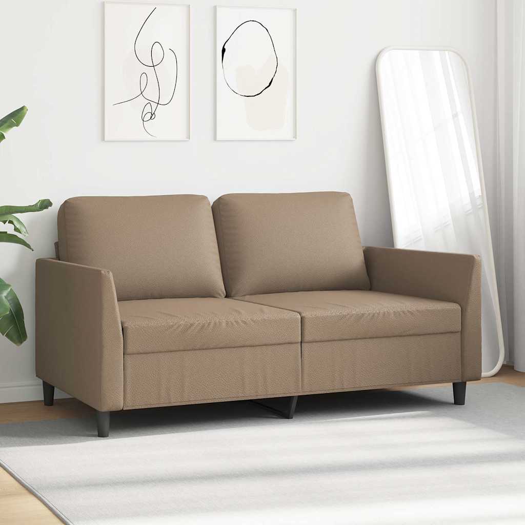 Sofá de 2 lugares 140 cm couro artificial cor cappuccino