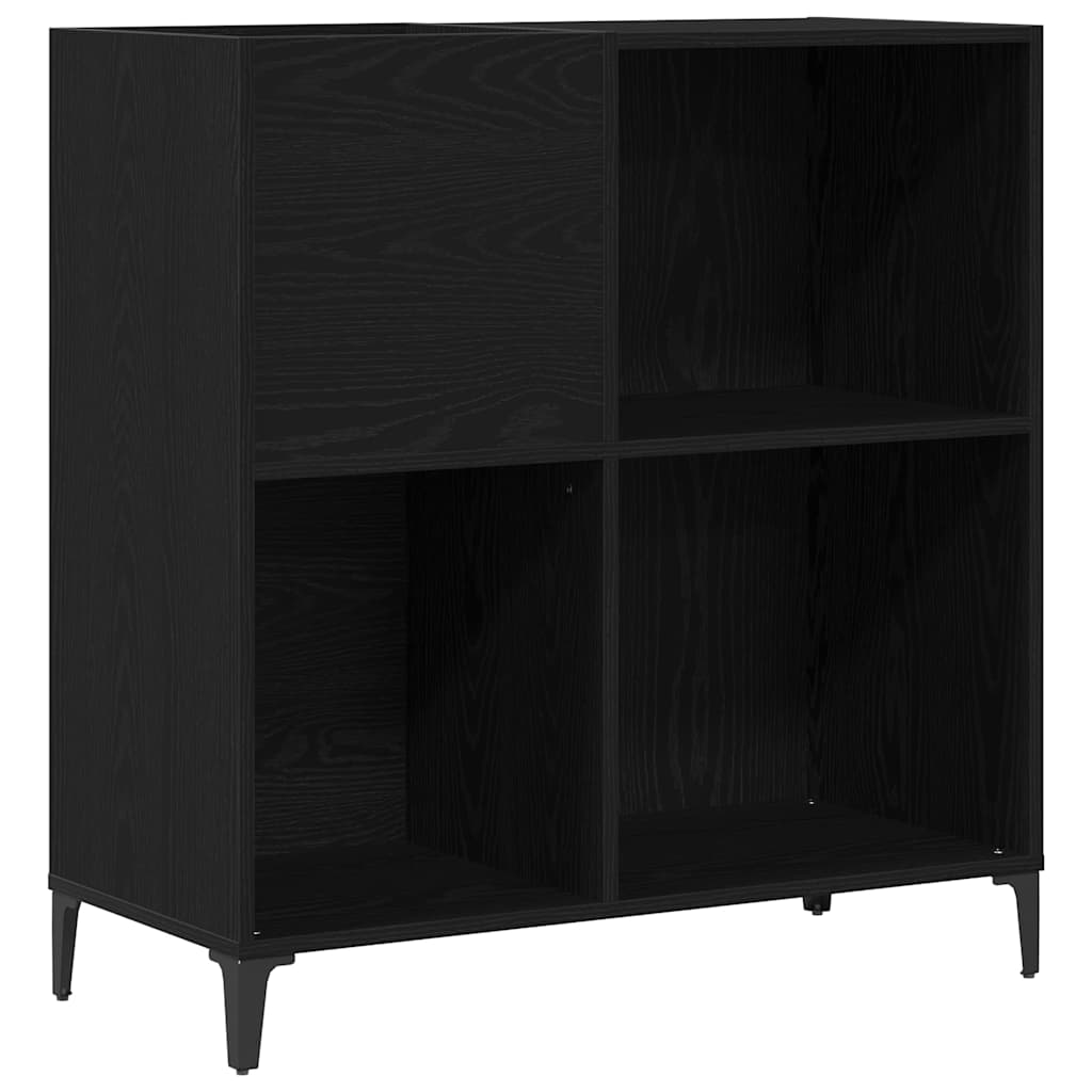 Armário para discos de vinil carvalho preto 84,5 x 38 x 89 cm