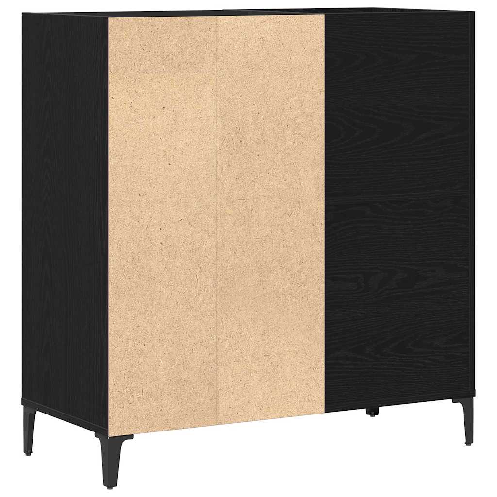 Armário para discos de vinil carvalho preto 84,5 x 38 x 89 cm