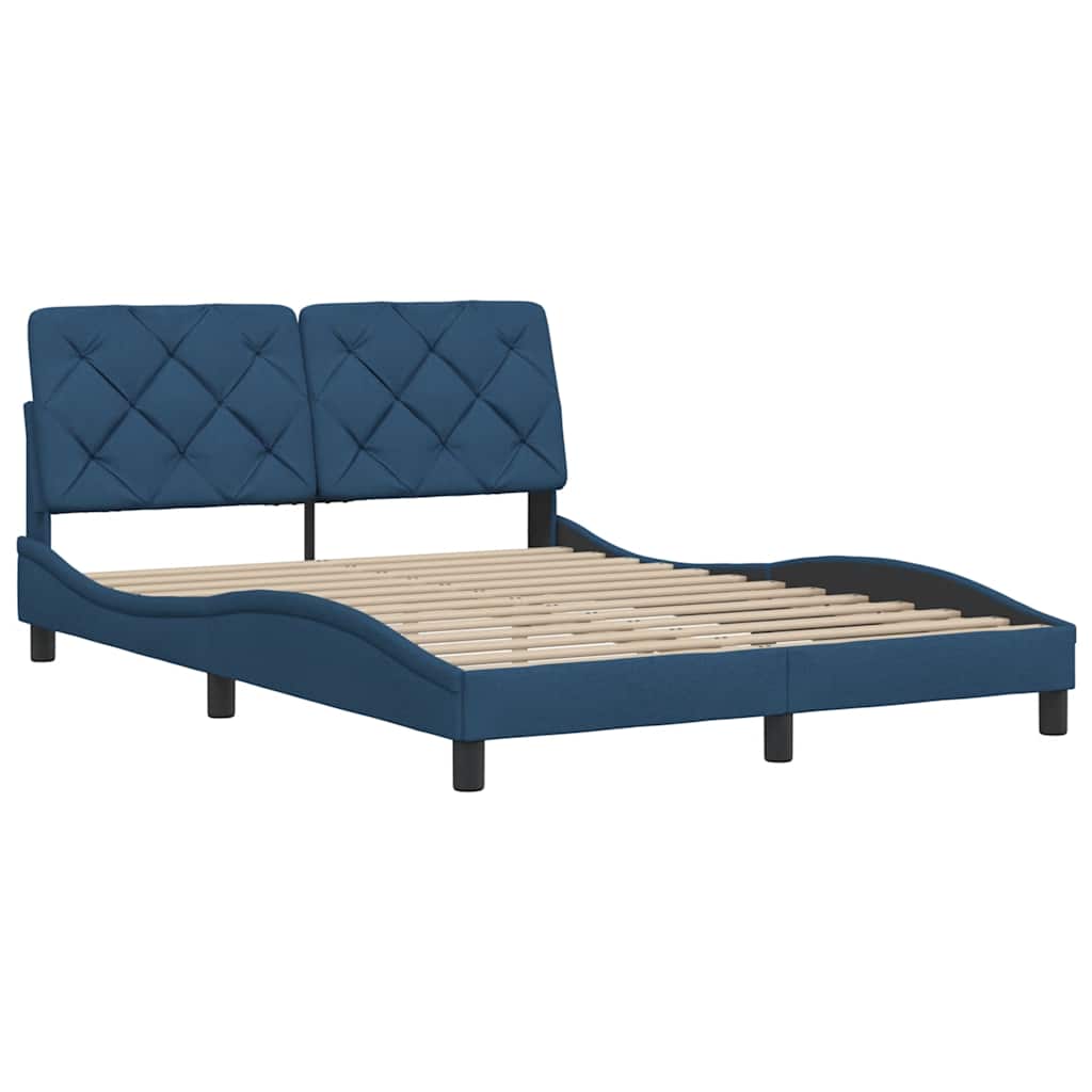 Estrutura de cama sem colchão 140x200 cm tecido azul