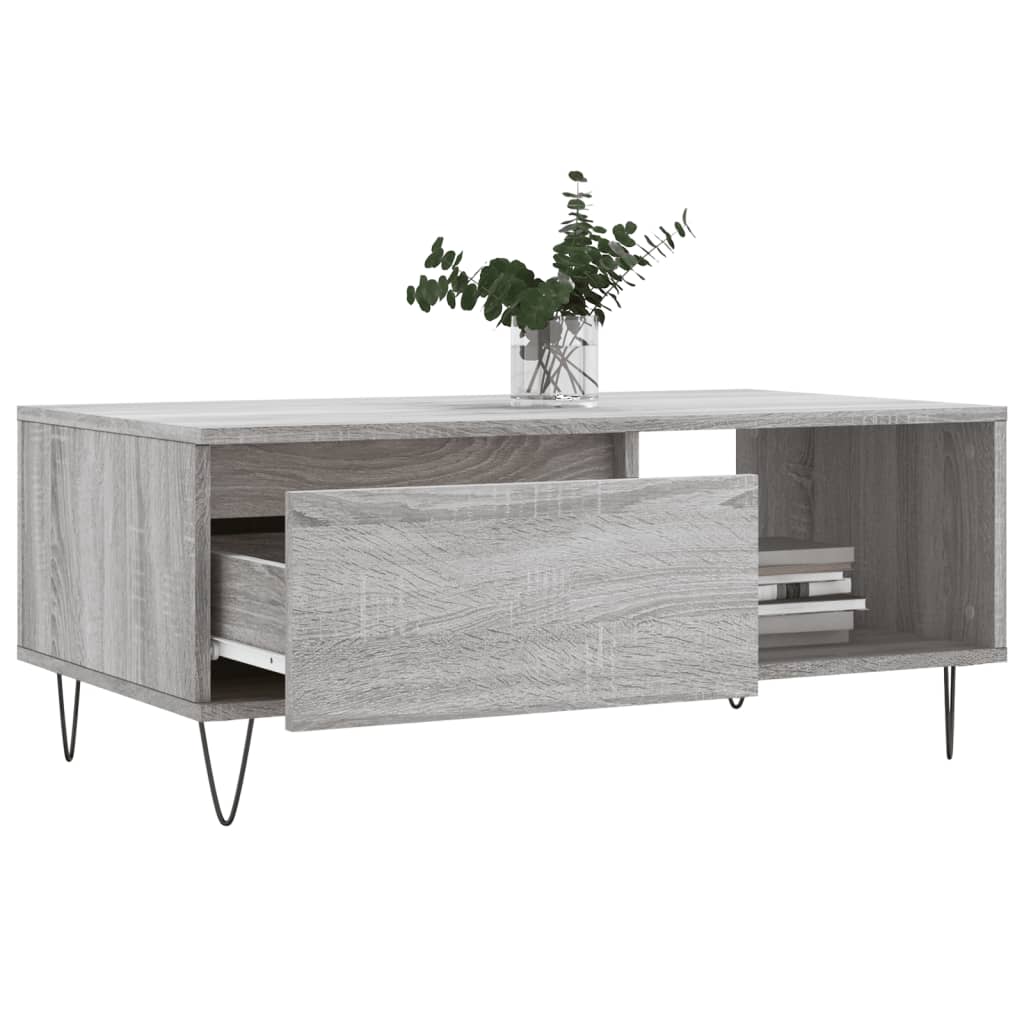 Mesa de centro 90x50x36,5 cm derivados madeira cinzento sonoma