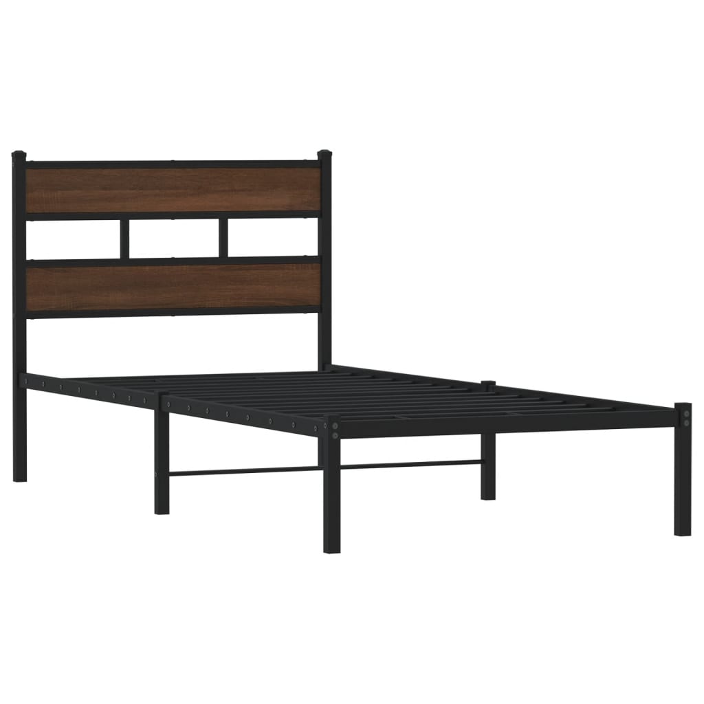 Cama sem colchão com cabeceira 107x203 cm carvalho castanho