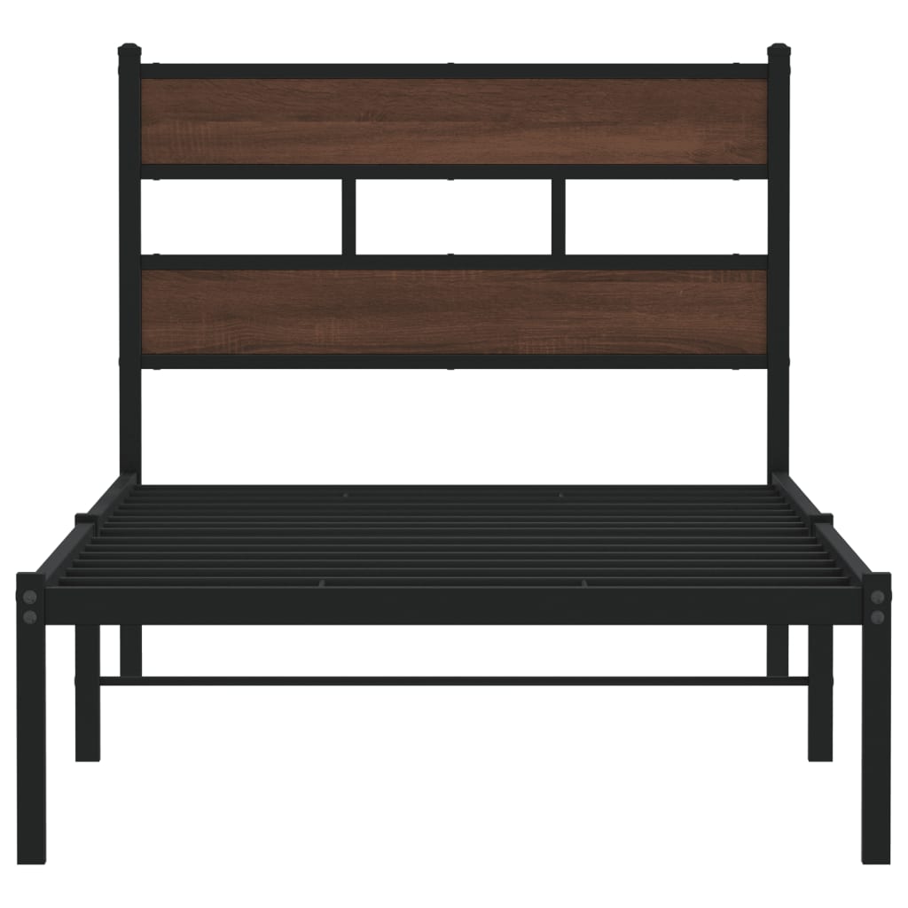 Cama sem colchão com cabeceira 107x203 cm carvalho castanho