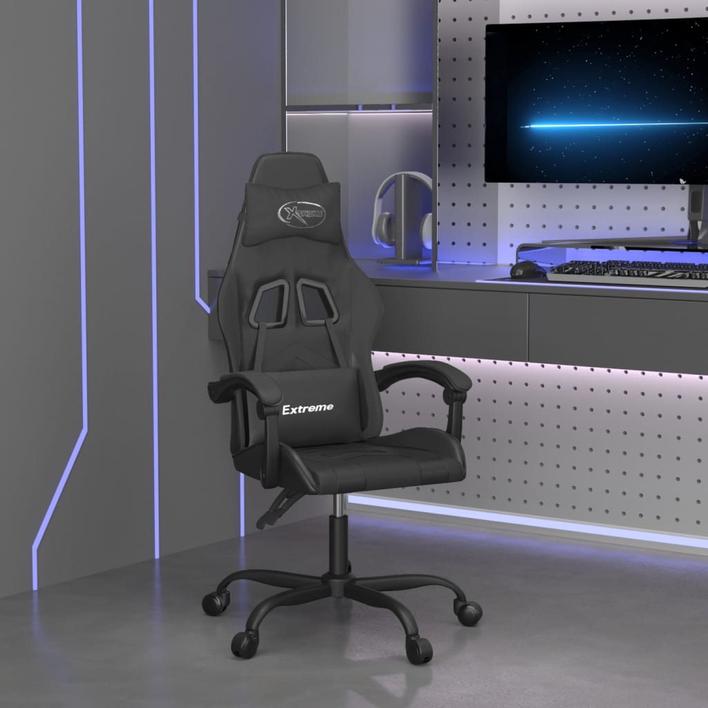 Cadeira gaming giratória couro artificial preto