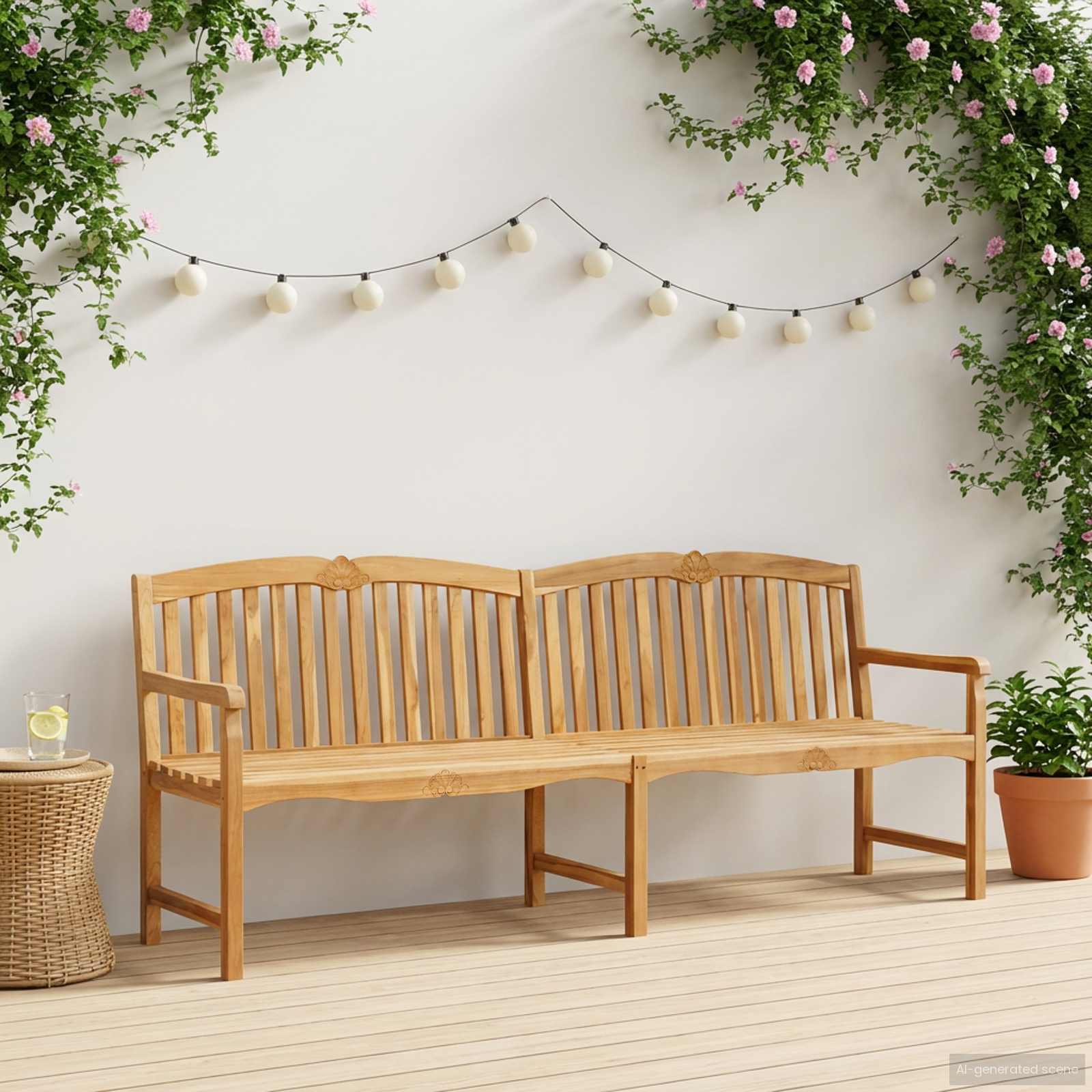 Banco rosa esculpido à mão 228 x 61 x 94,5 cm natural