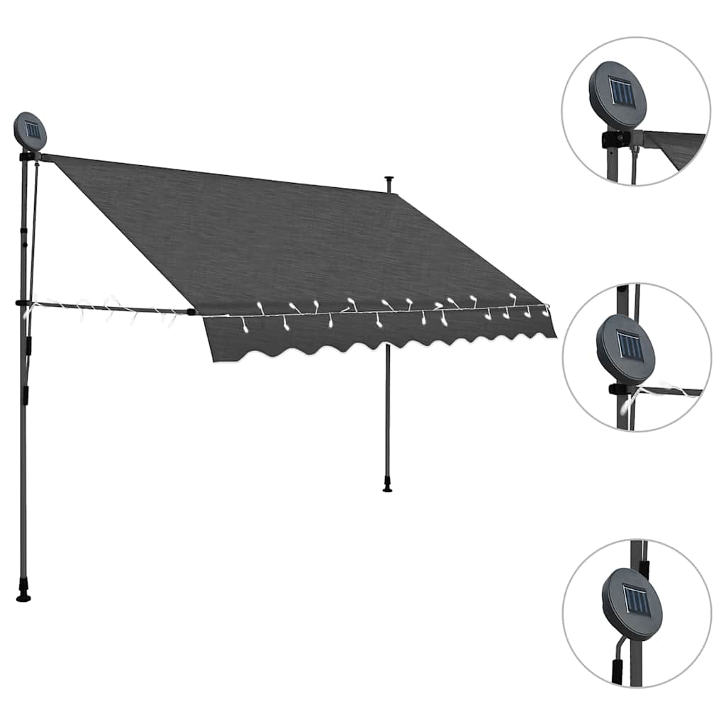 Toldo retrátil manual com LED 250 cm antracite