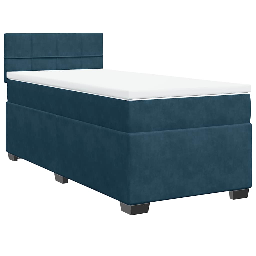 Cama boxspring com colchão 80x200 cm veludo azul