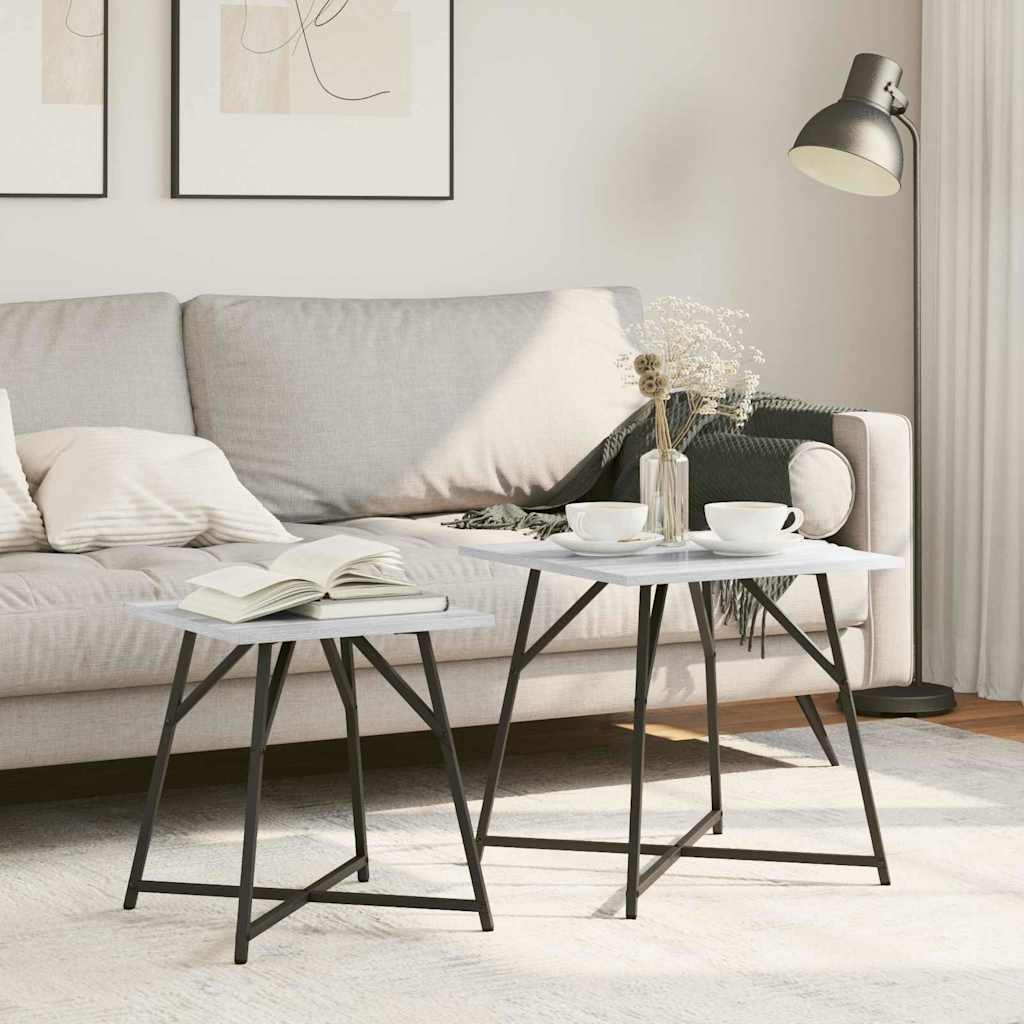 Conjunto de mesas de apoio 2 unid. sonoma cinza e preto