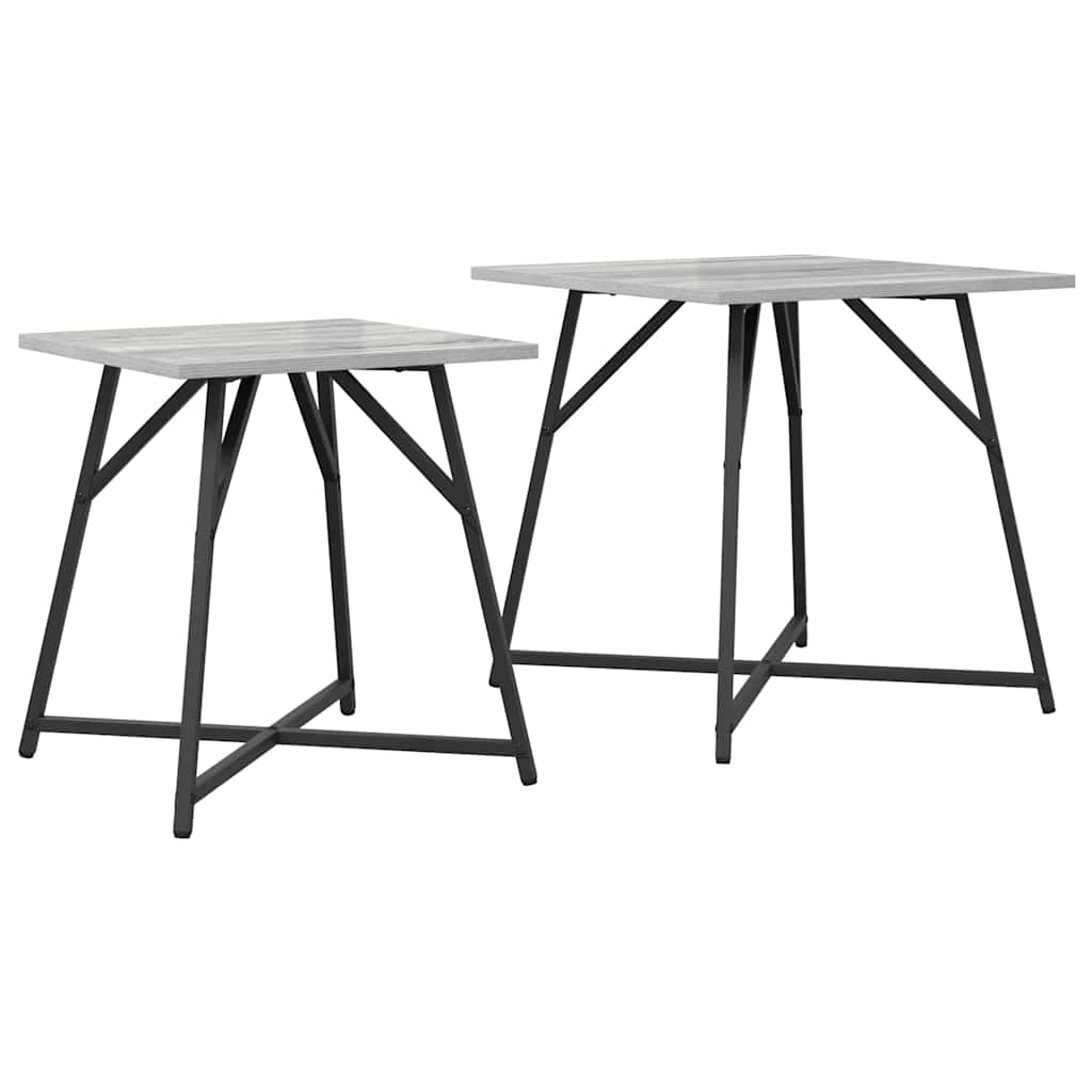 Conjunto de mesas de apoio 2 unid. sonoma cinza e preto