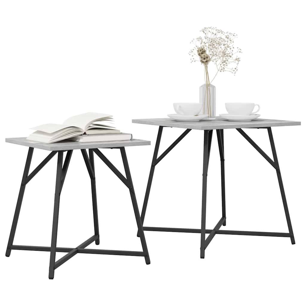 Conjunto de mesas de apoio 2 unid. sonoma cinza e preto