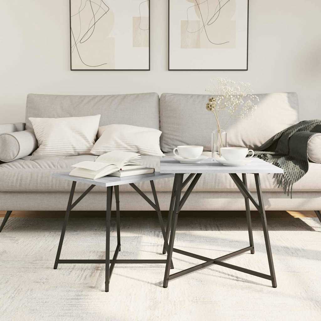 Conjunto de mesas de apoio 2 unid. sonoma cinza e preto