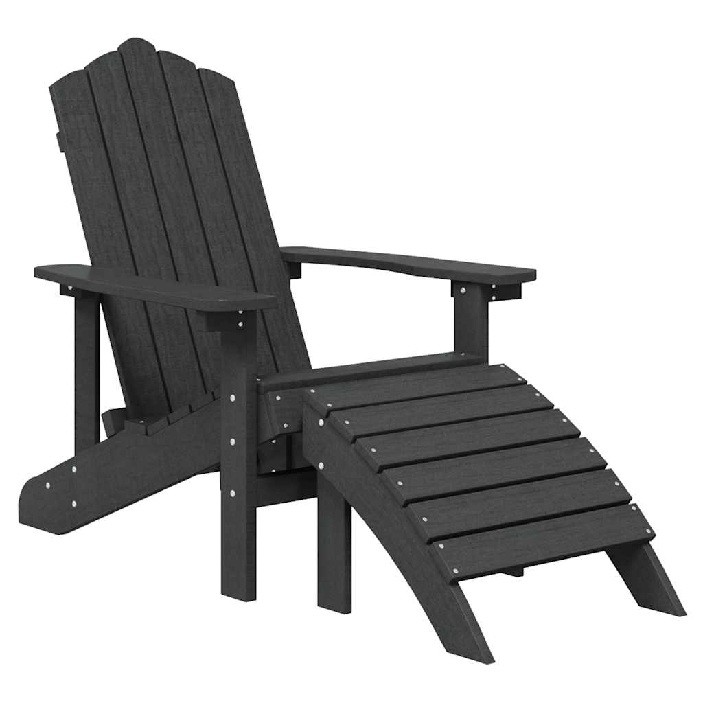 Cadeira jardim adirondack c/ apoio de pés/mesa pead antracite