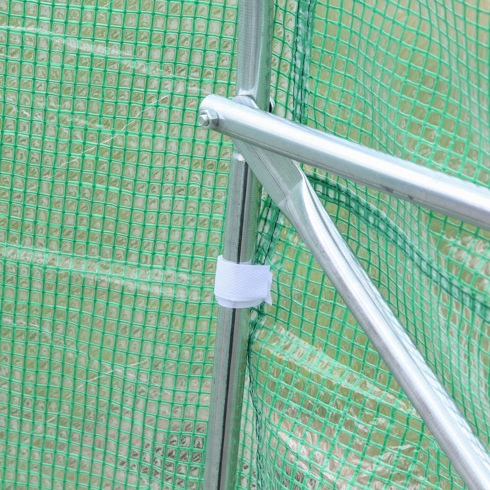 Estufa tipo túnel 450x300x200 cm estufa de jardim com porta e 6 janelas enroláveis cobertura de PE e aço verde