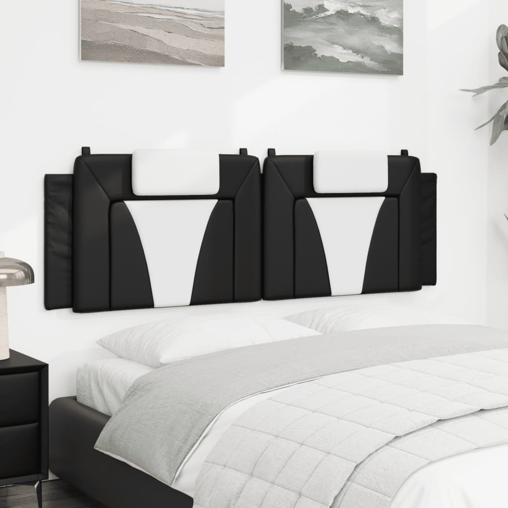 Almofadão de cabeceira viana 160 cm couro artificial preto e branco