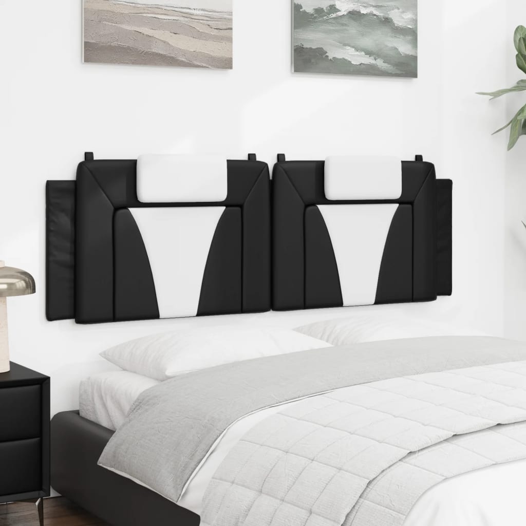 Almofadão de cabeceira viana 160 cm couro artificial preto e branco