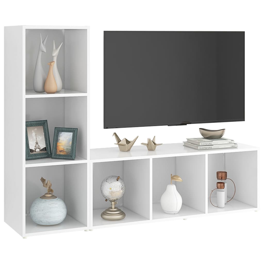 Móveis de TV 2 pcs 107x35x37 cm contraplacado branco