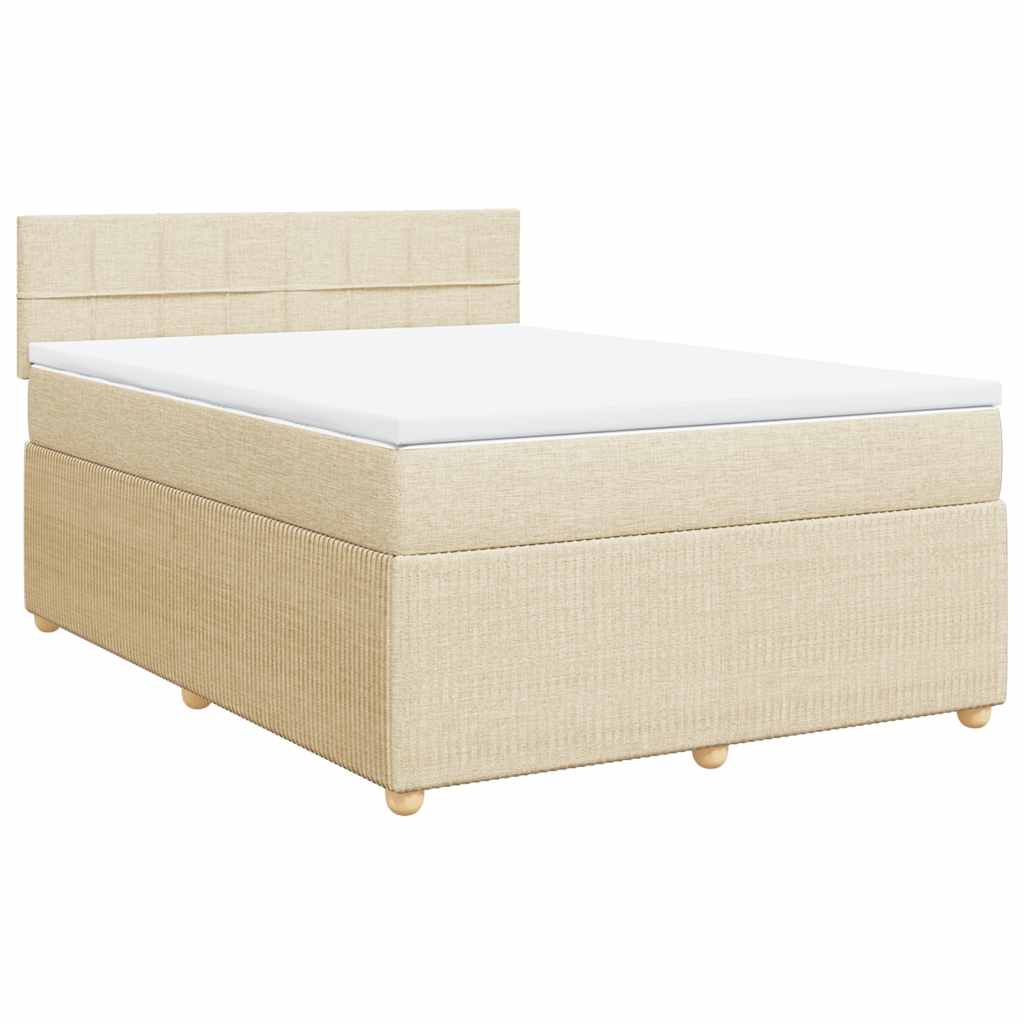 Cama com molas/colchão 140x190 cm tecido cor creme