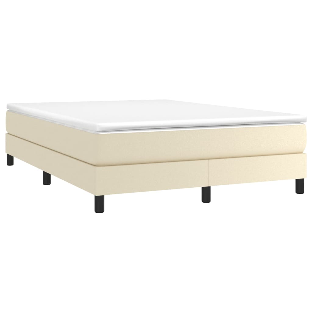 Cama com molas/colchão 140x200 cm couro artificial cor creme