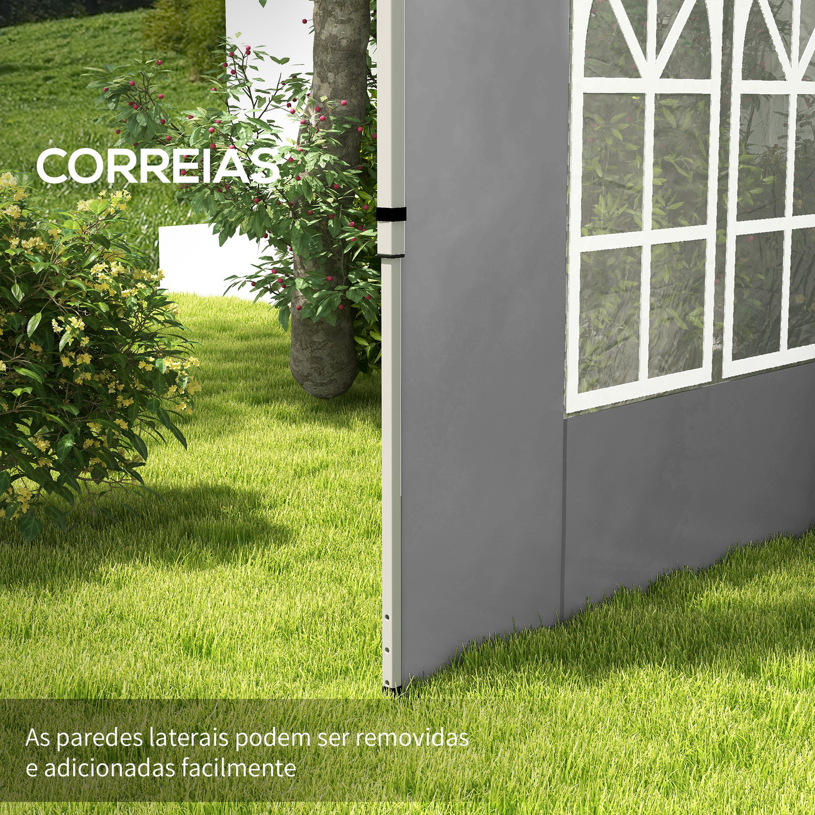 2 Paredes laterais para tenda de 3x3 / 3x4 m 295x195 cm parede de substituição de tecido oxford para tendas dobráveis cinzento claro