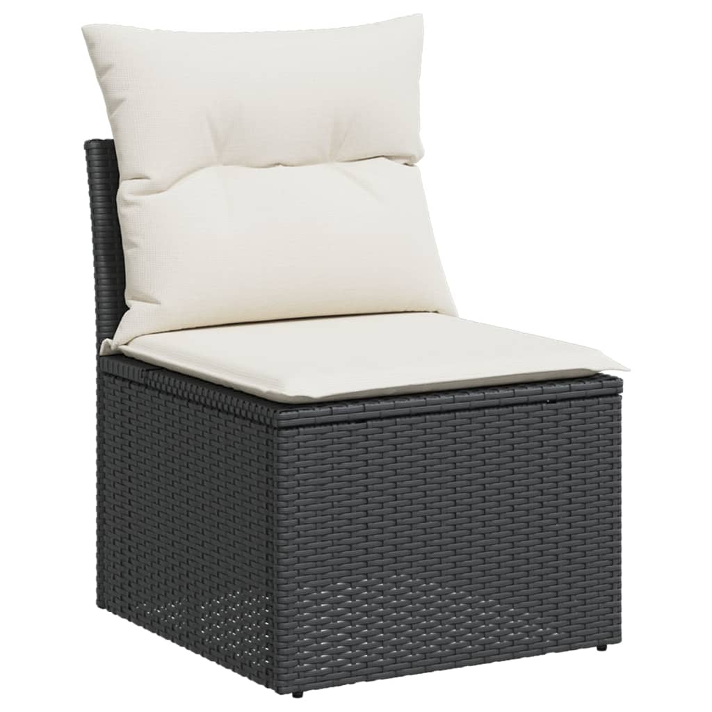 8 Pcs conjunto sofás de jardim com almofadões vime PE preto