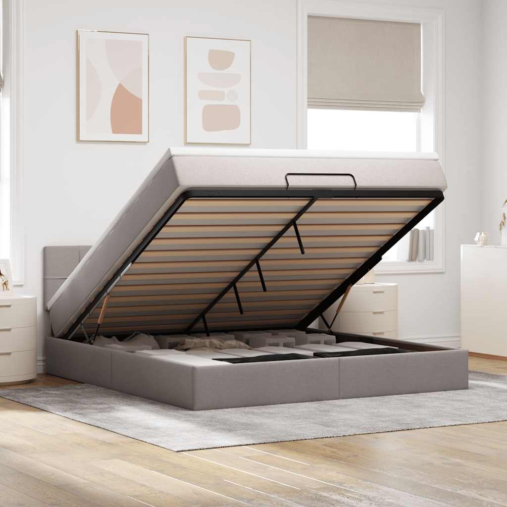 Cama otomana com colchão & leds 180x200cm cinza-acastanhado