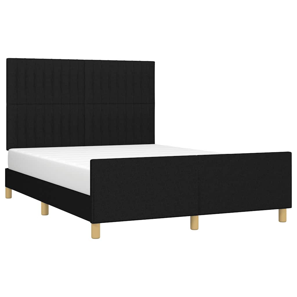 Estrutura de cama sem colchão 140x190 cm tecido preto