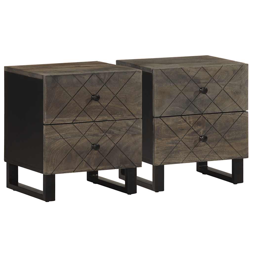 Mesas de cabeceira 2 pcs 40x33x46 cm mangueira maciça preto