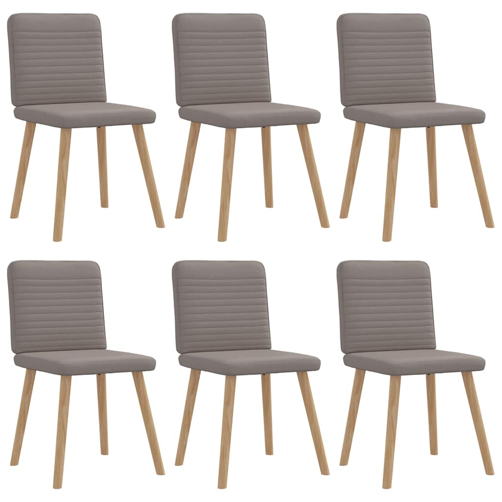 Cadeiras de jantar 6 pcs tecido cinzento-acastanhado
