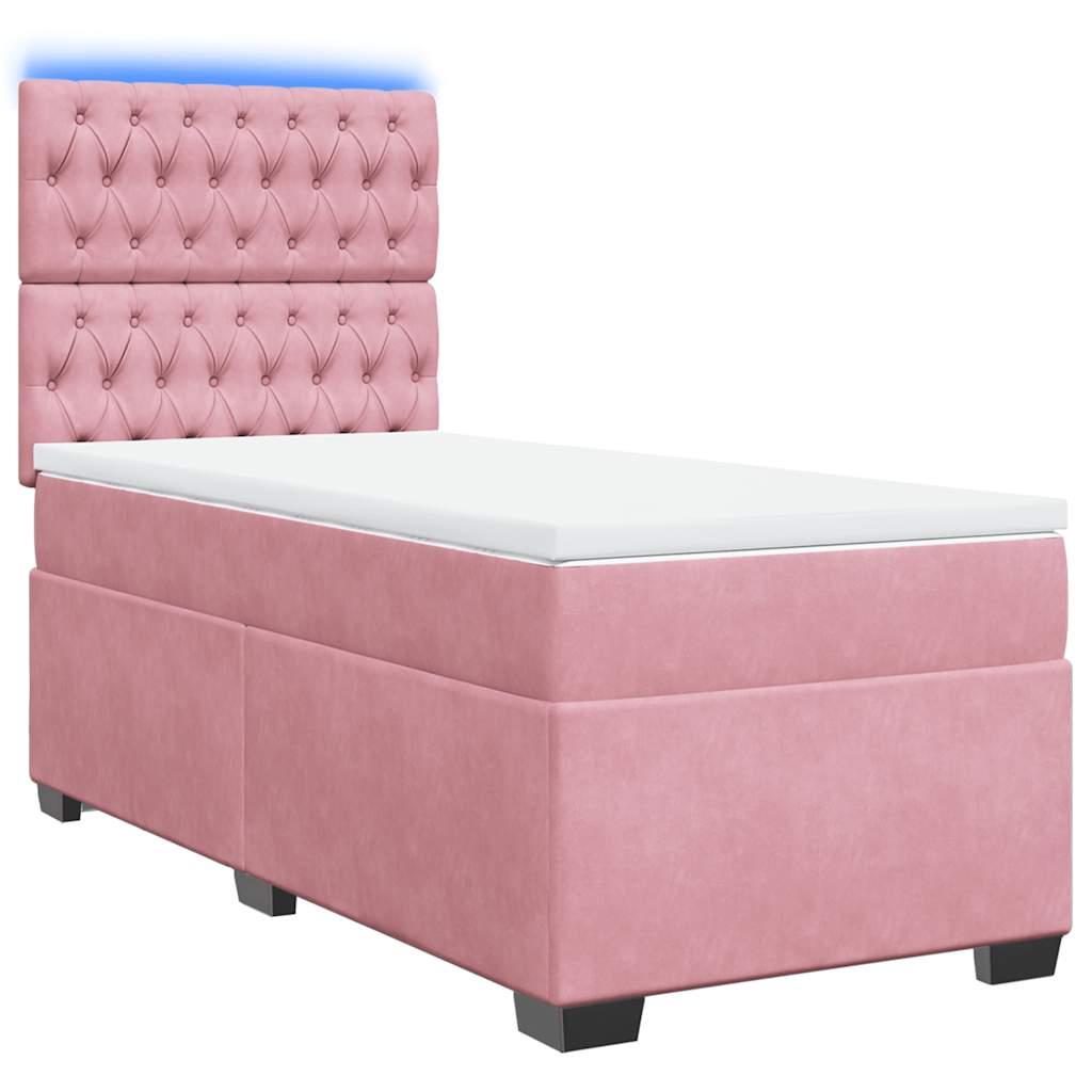 Cama com molas/colchão 90x190 cm veludo rosa