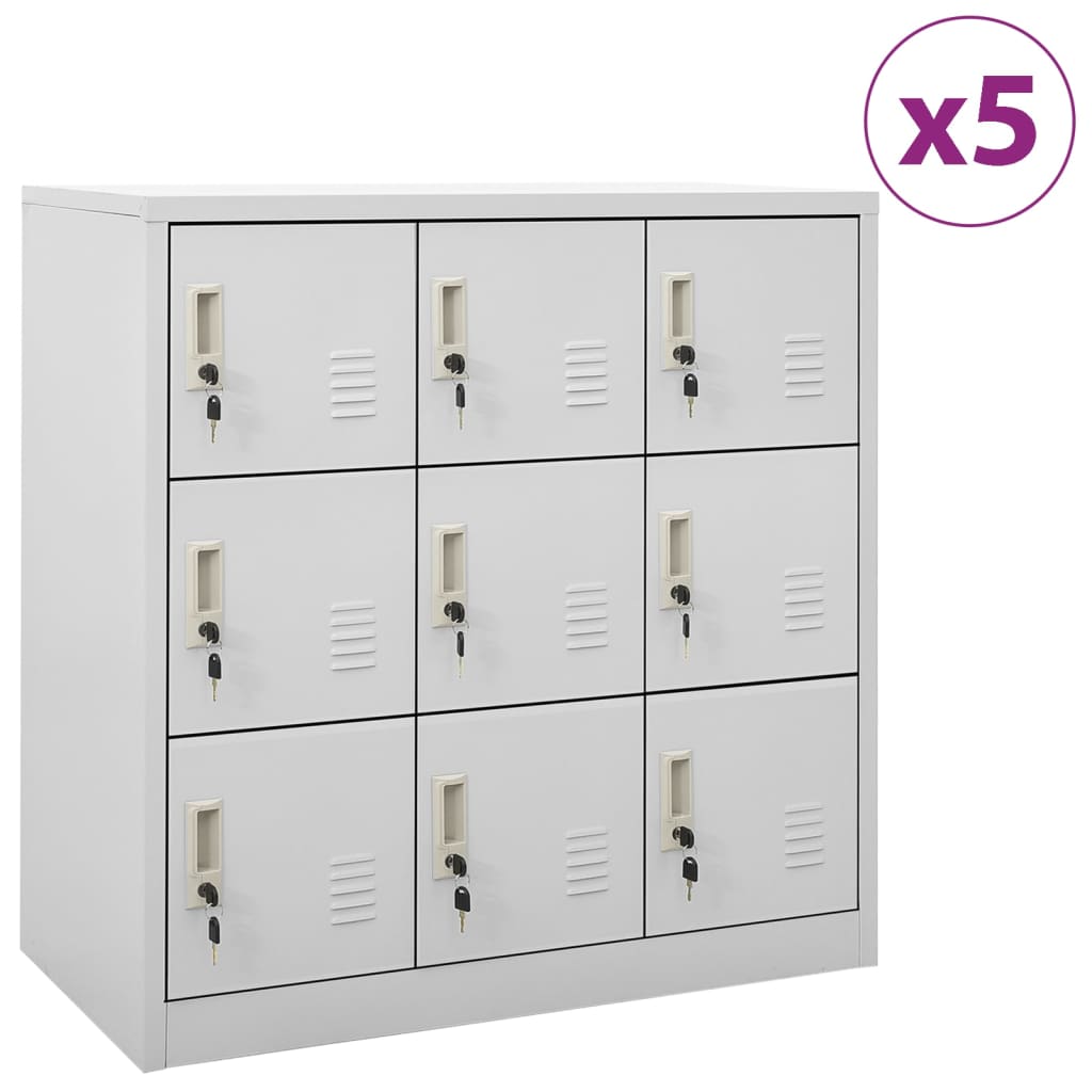 Cacifos 5 pcs 90x45x92,5 cm aço cinzento-claro