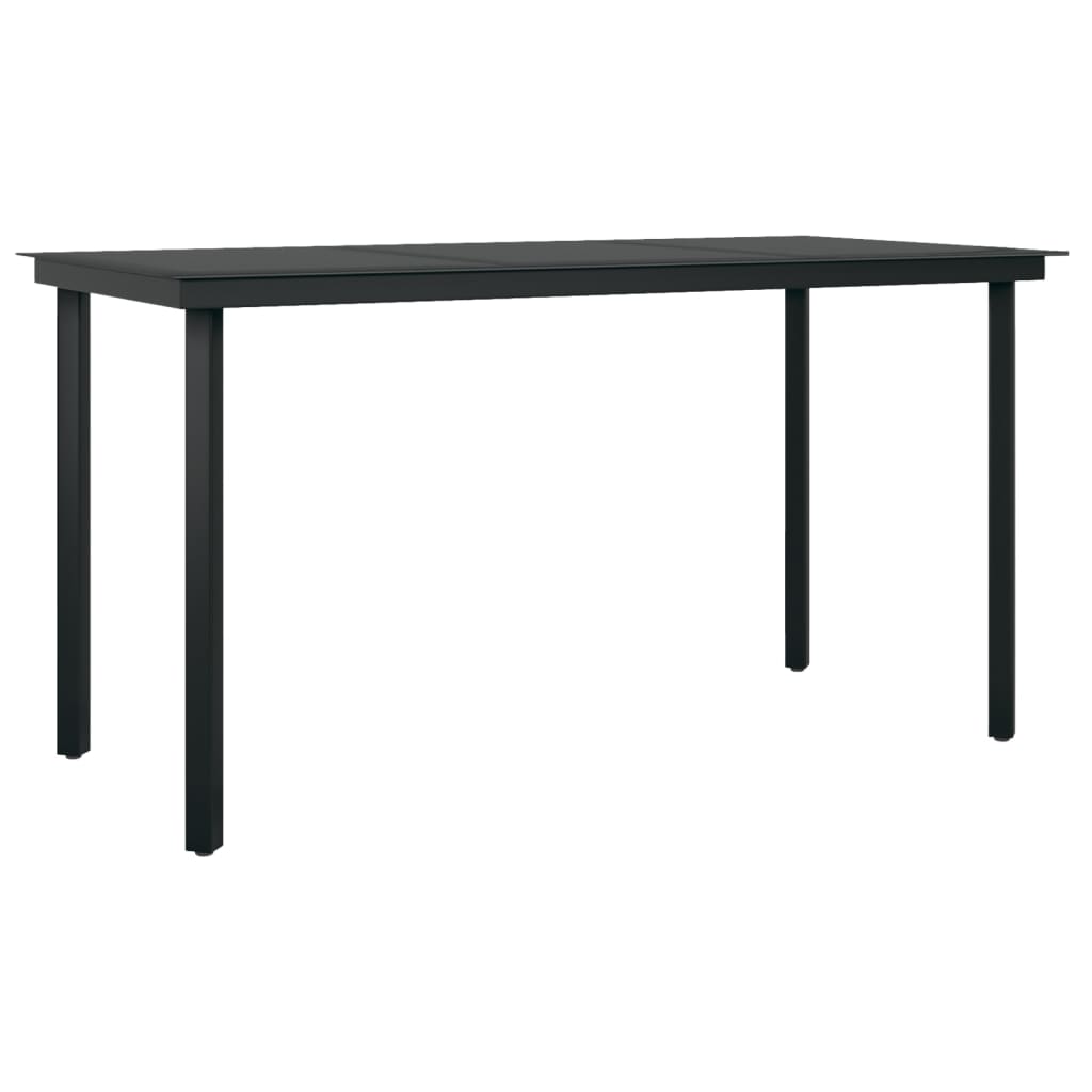 7 Pcs conjunto de jantar para jardim preto