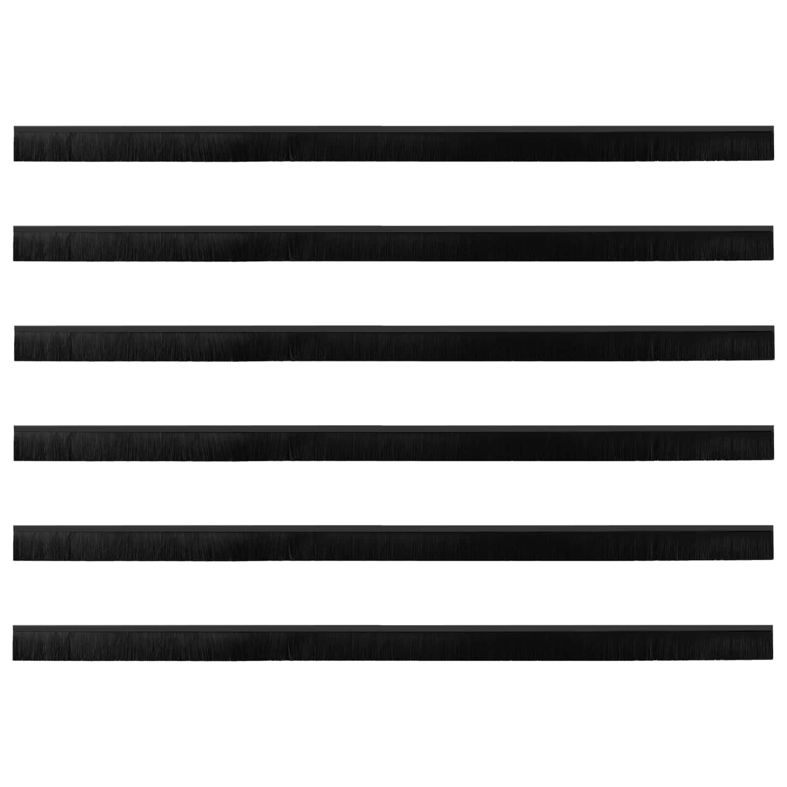 Selos de escovas para porta auto-adesivos 6 unid. preto 100 cm
